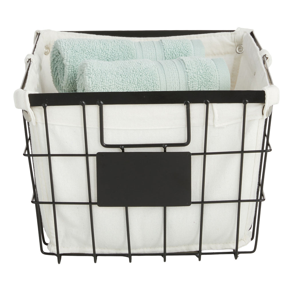 Metal Rectangle Storage Basket - Black, 15.0x11.0x8.0"