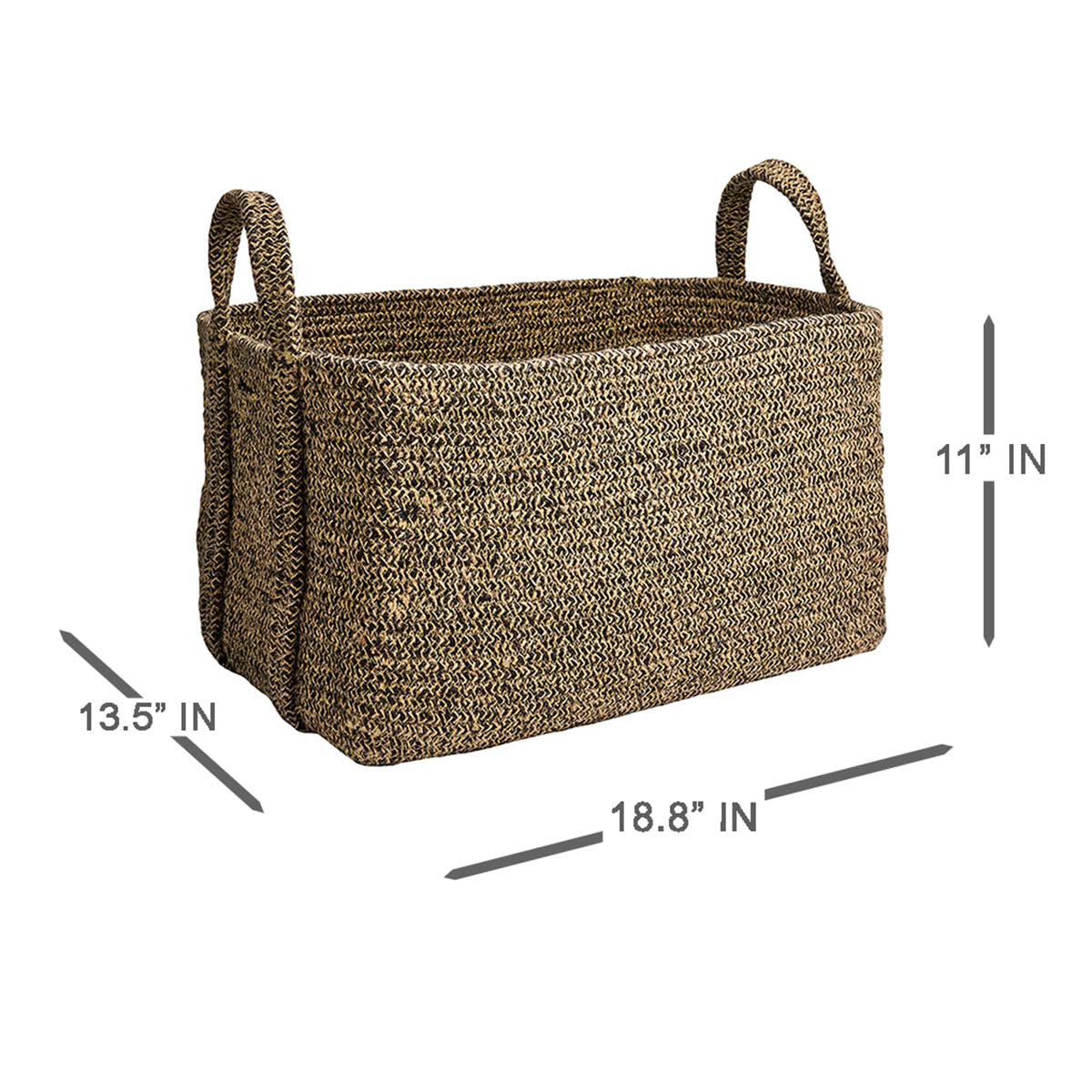 Jute Rectangle Storage Basket - Multi, 18.8x13.5x11.0"