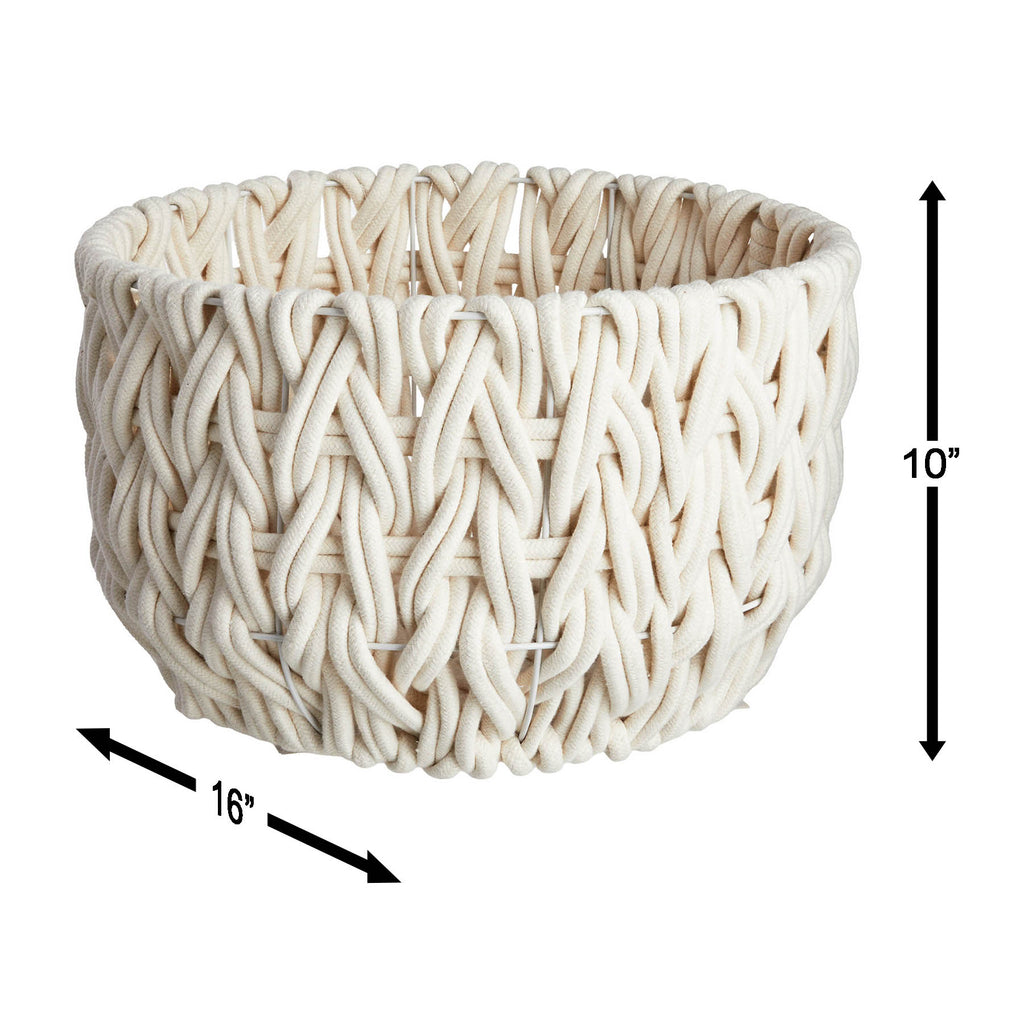 Cotton Round Storage Basket - White, 16.0x16.0x10.0"