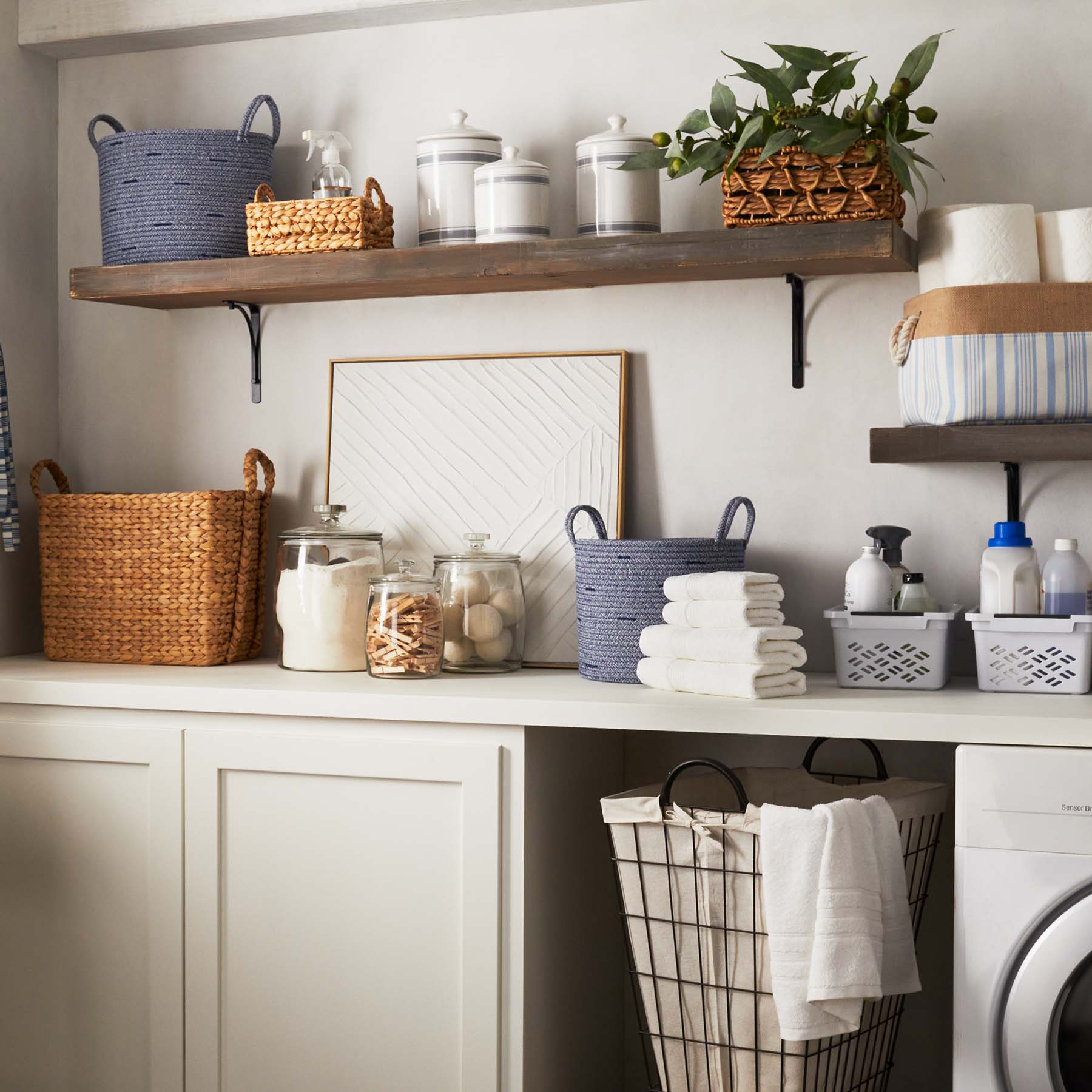 Wicker Rectangle Storage Basket - Neutral, 17.0x12.5x9.0"