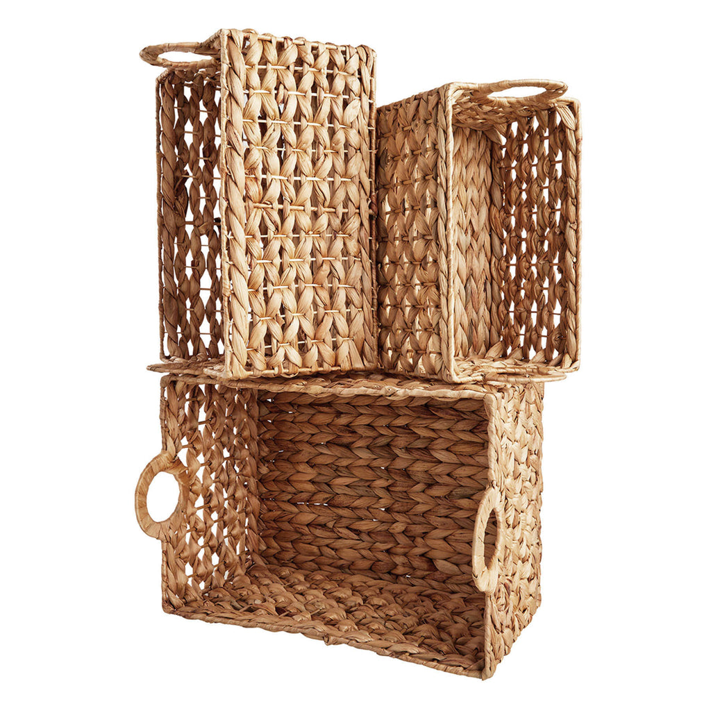 Water Hyacinth Rectangle Storage Basket - Natural, 14.5x10.2x9.2"