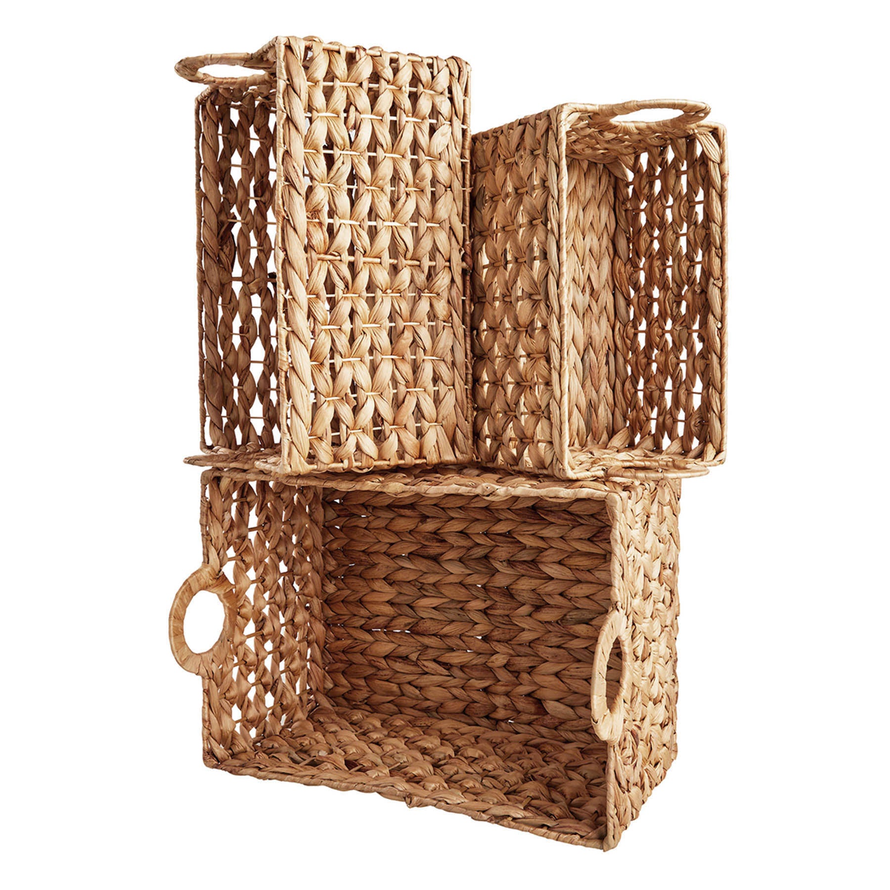 Water Hyacinth Rectangle Storage Basket - Natural, 14.5x10.2x9.2"