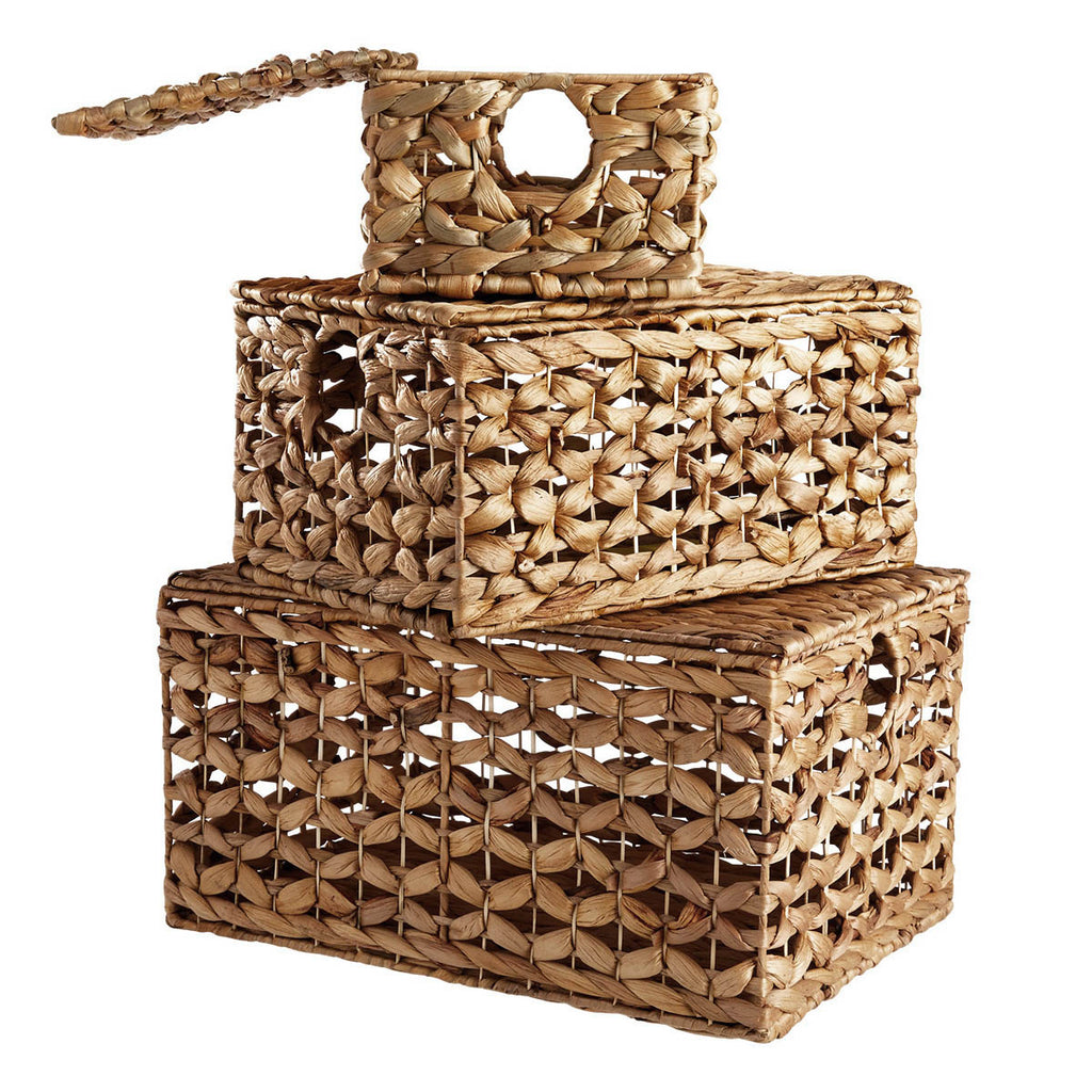 Water Hyacinth Rectangle Storage Basket - Natural, 14.2x9.5x7.8"