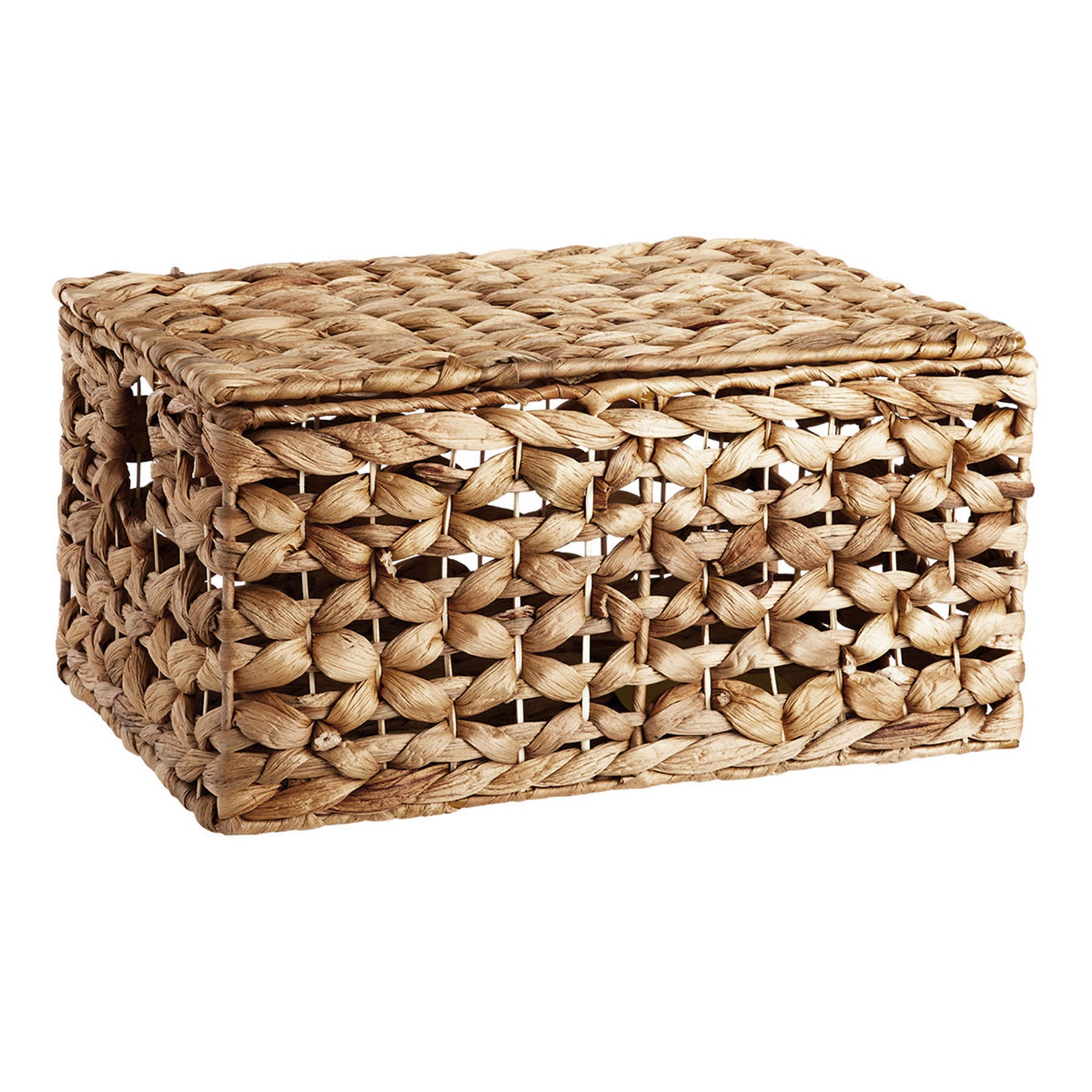 Water Hyacinth Rectangle Storage Basket - Natural, 14.2x9.5x7.8"