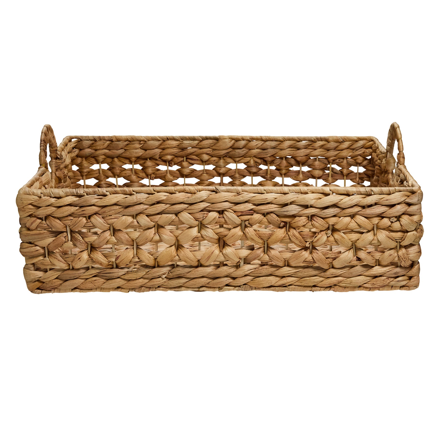Water Hyacinth Rectangle Storage Basket - Natural, 18.2x13.5x7.8"