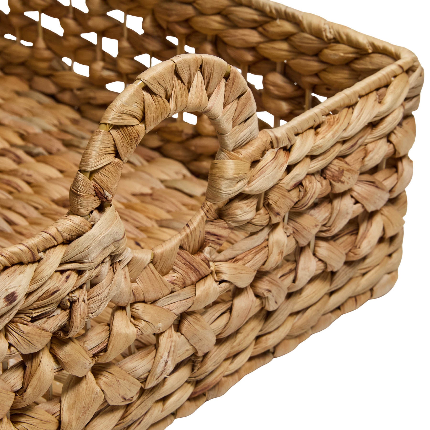 Water Hyacinth Rectangle Storage Basket - Natural, 18.2x13.5x7.8"