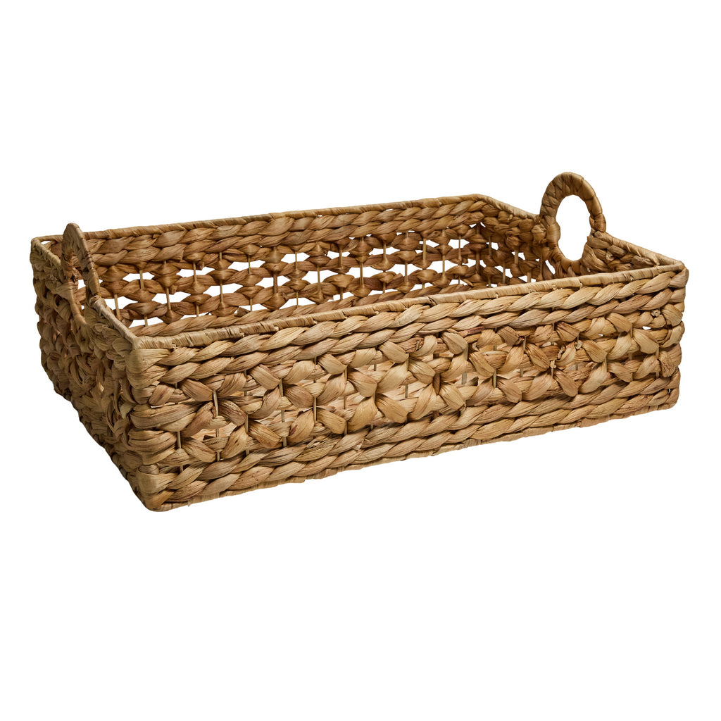Water Hyacinth Rectangle Storage Basket - Natural, 18.2x13.5x7.8"