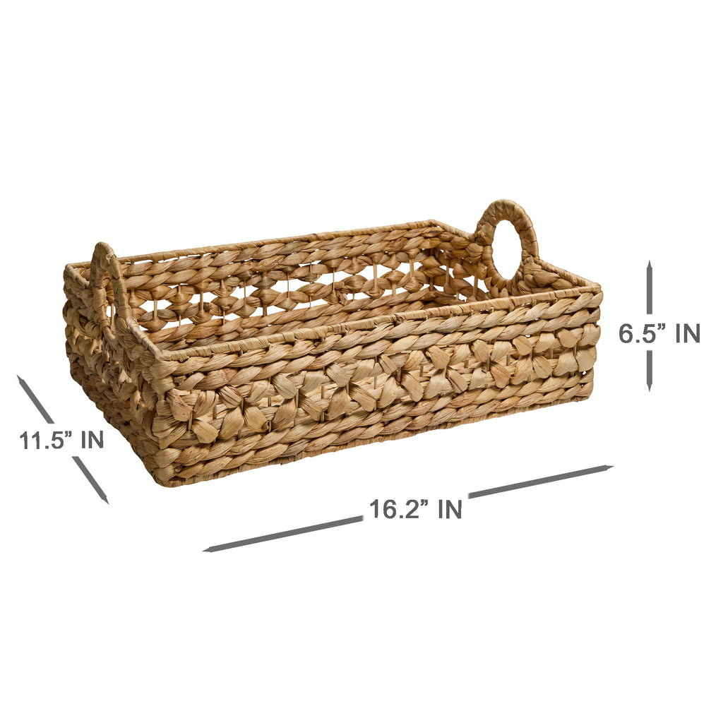 Water Hyacinth Rectangle Storage Basket - Natural, 16.2x11.5x6.5"