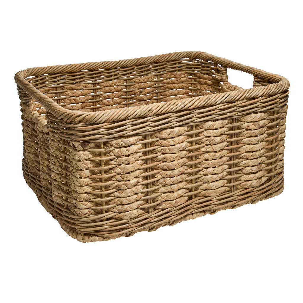 Water Hyacinth Rectangle Storage Basket - Natural, 16.0x12.0x9.0"