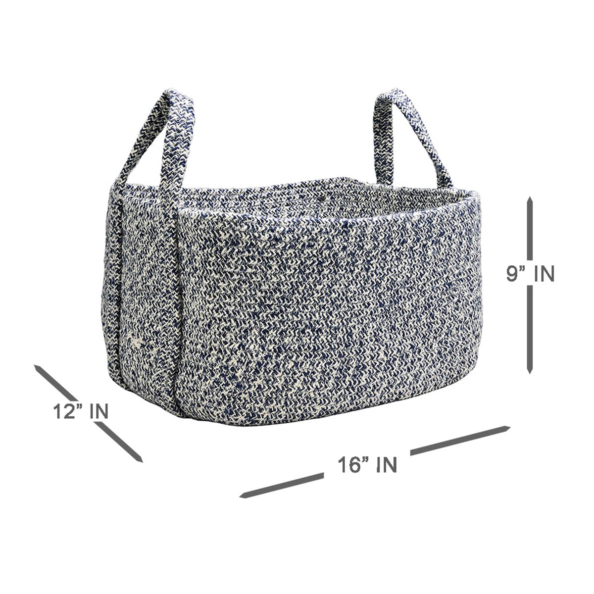 Jute Rectangle Storage Basket - Blue, 16.0x12.0x9.0"