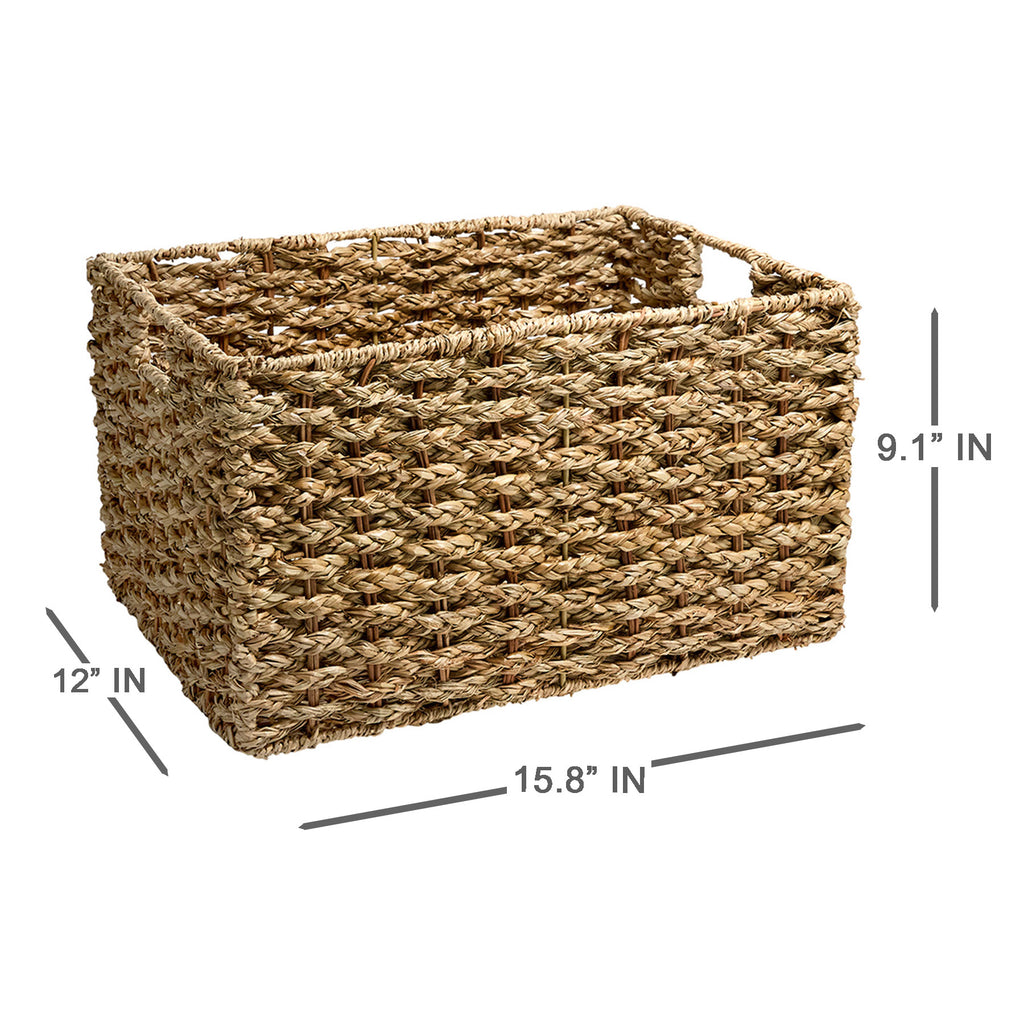Seagrass Rectangle Storage Basket - Natural, 15.8x12.0x9.1"