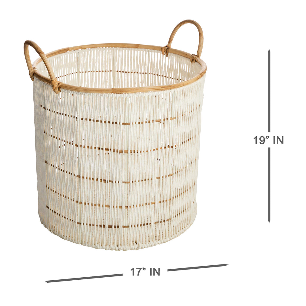 Fabric Round Storage Basket - White, 19.0x19.0x17.0"