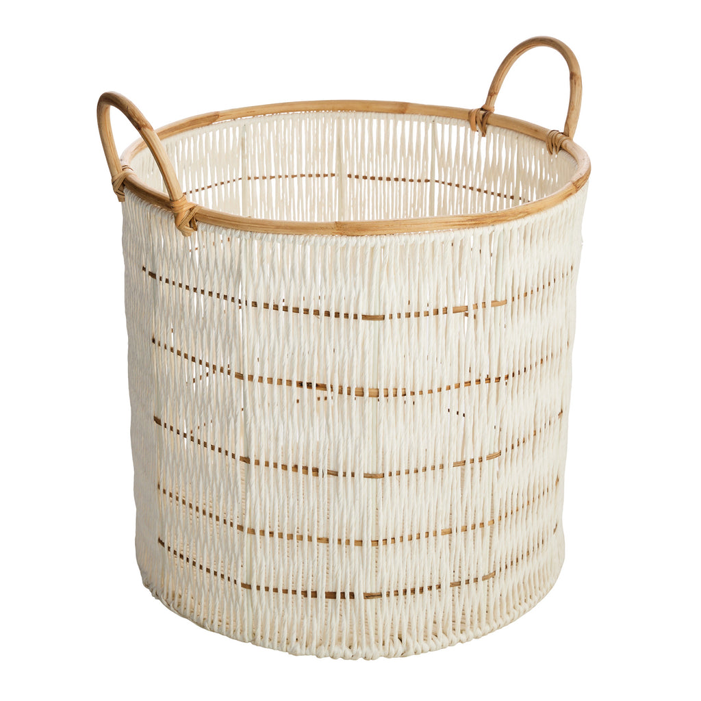 Fabric Round Storage Basket - White, 19.0x19.0x17.0"