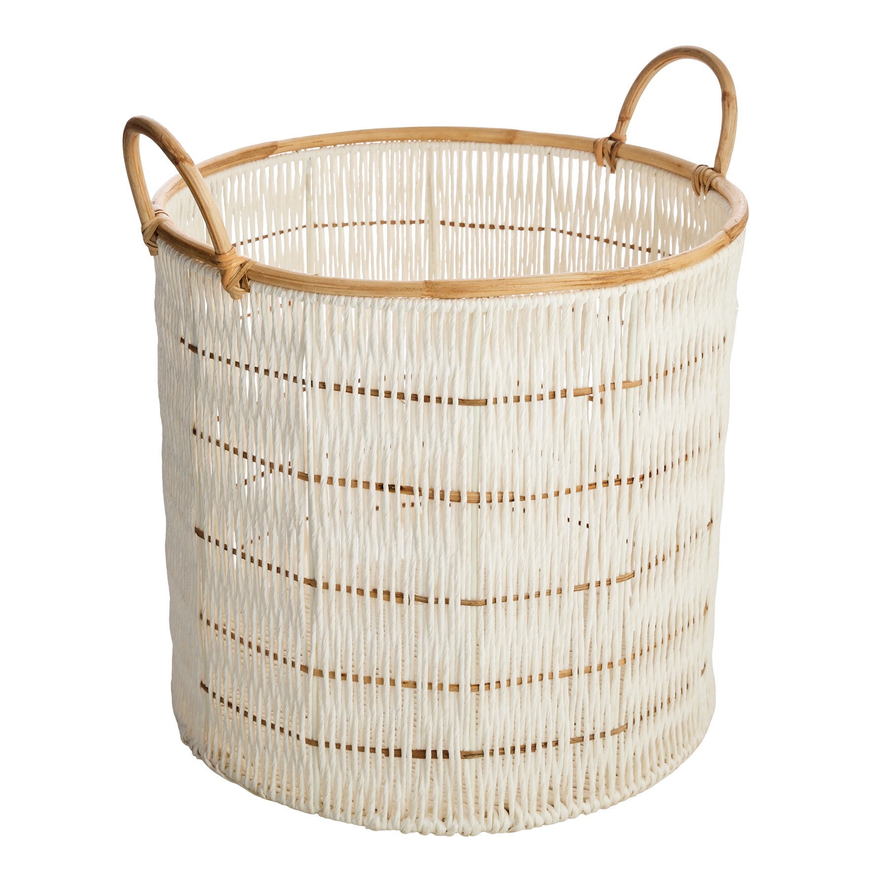 Fabric Round Storage Basket - White, 19.0x19.0x17.0"