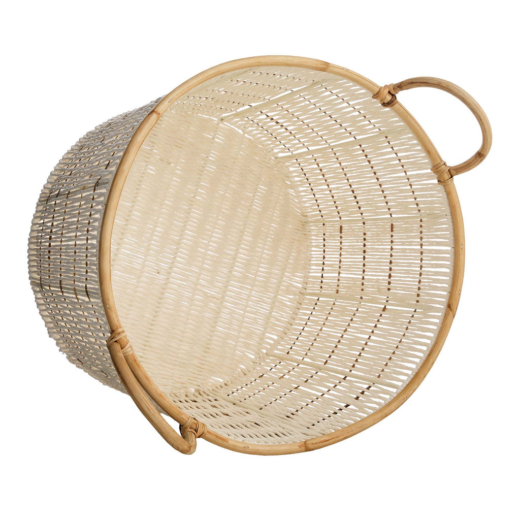 Fabric Round Storage Basket - White, 19.0x19.0x17.0"
