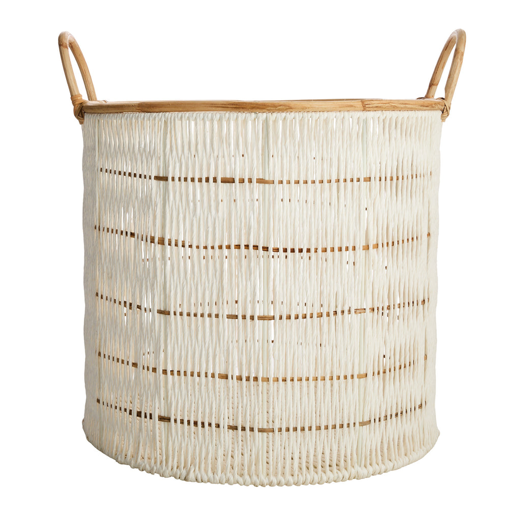 Fabric Round Storage Basket - White, 19.0x19.0x17.0"