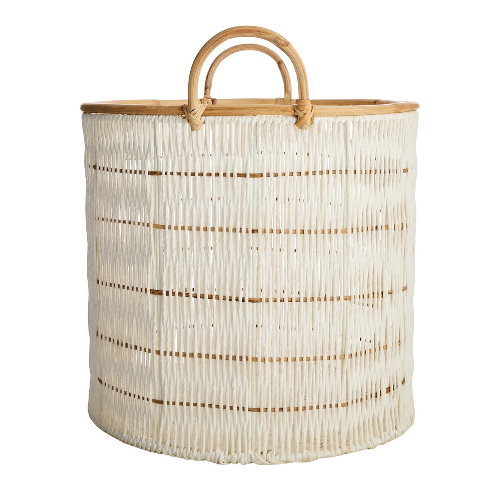 Fabric Round Storage Basket - White, 19.0x19.0x17.0"