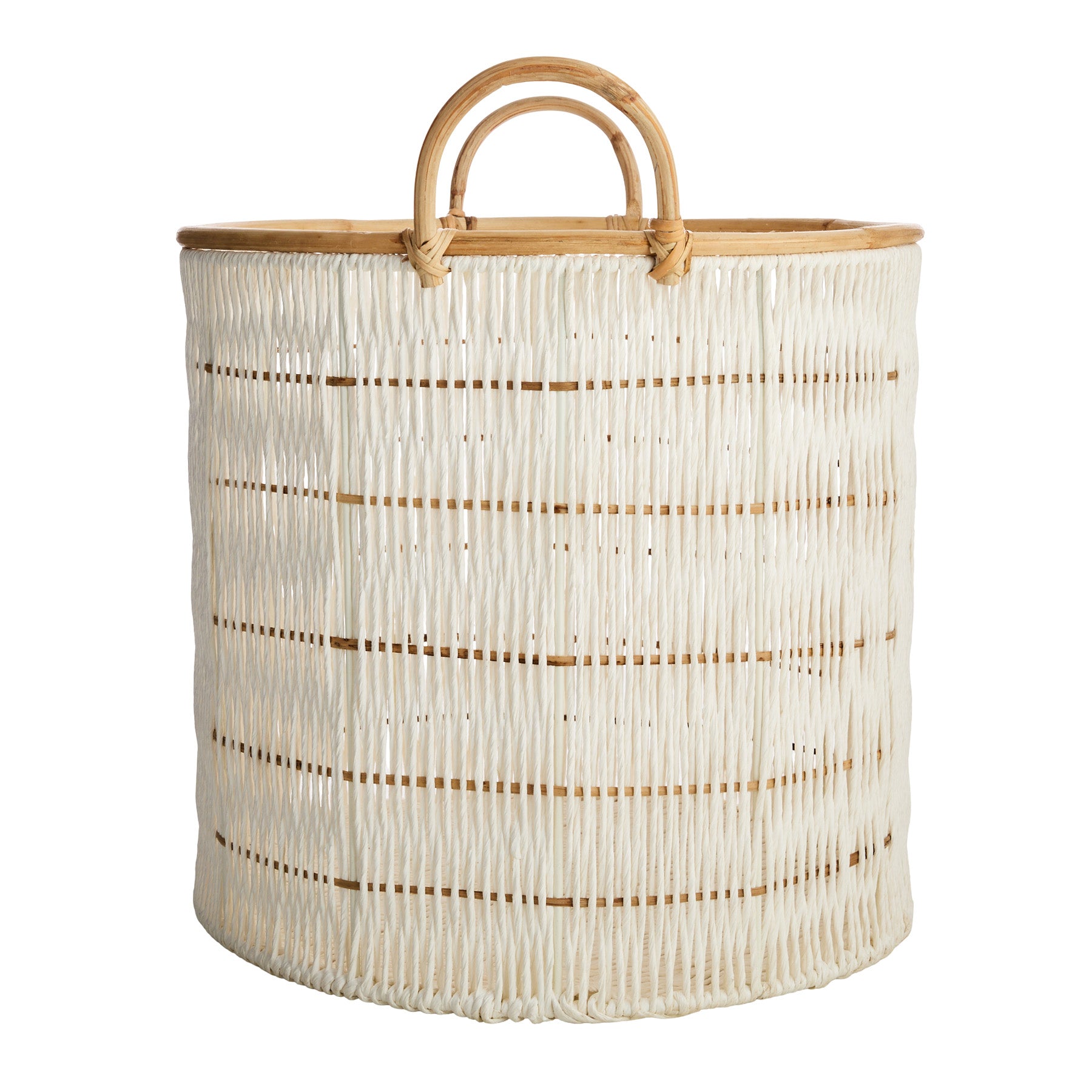 Fabric Round Storage Basket - White, 19.0x19.0x17.0"