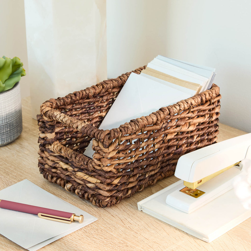 Abaca Rectangle Storage Basket - Brown, 9.0x7.0x4.0"